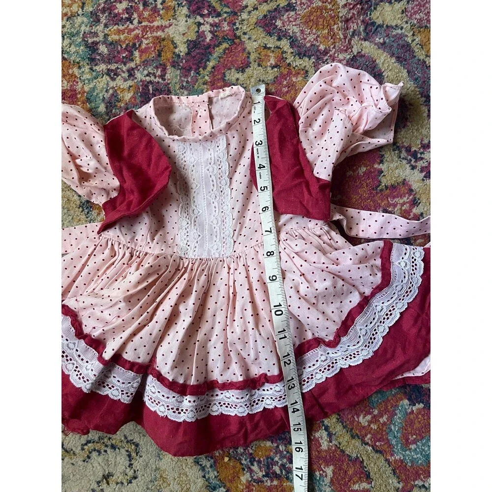 Vintage Toddler Girls Pink & Red Polka Dot Ruffle Dress
